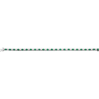 14K White Natural Emerald & 2 1/3 CTW Natural Diamond Line 7"  Bracelet