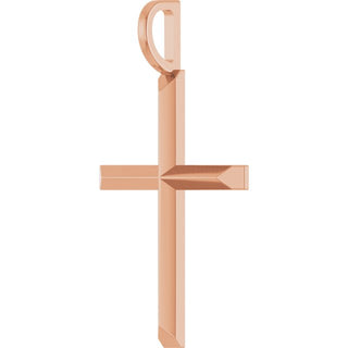 14K Rose Knife-Edge Cross Pendant
