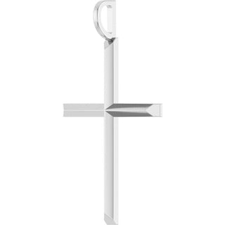 14K White Knife-Edge Cross Pendant