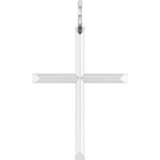 14K White Knife-Edge Cross Pendant