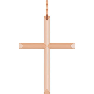 14K Rose Knife-Edge Cross Pendant