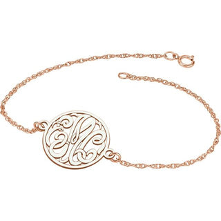 10K Yellow  20 mm 3-Letter Script Monogram 8" Bracelet