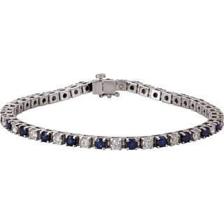 14K White Lab-Grown Blue Sapphire & 2 3/8 CTW Lab-Grown Diamond Line 7" Bracelet
