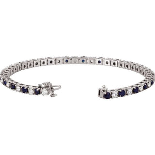 14K White Lab-Grown Blue Sapphire & 2 3/8 CTW Lab-Grown Diamond Line 7" Bracelet
