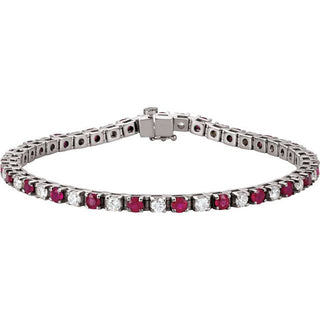 14K White Lab-Grown Ruby & 2 3/8 CTW Lab-Grown Diamond Line 7" Bracelet