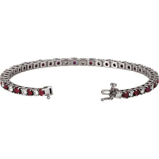 14K White Natural Ruby & 2 1/3 CTW Natural Diamond 7" Bracelet