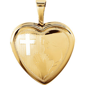 14K Gold Gold-Plated Sterling Silver Prayer Heart Locket