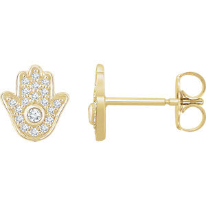 14K Gold 1/5 CTW Diamond Hamsa Earrings