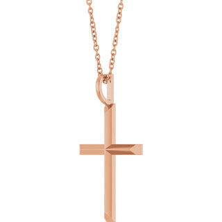 14K Rose Knife-Edge Cross 16-18" Necklace