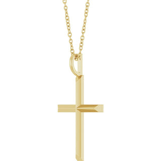 14K Yellow Knife-Edge Cross 16-18" Necklace