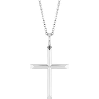 14K White Knife-Edge Cross 16-18" Necklace