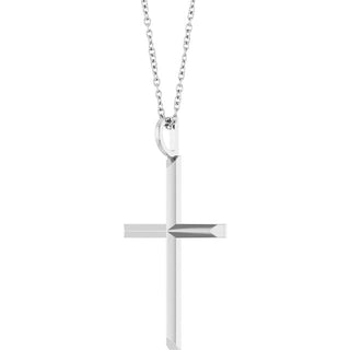 14K White Knife-Edge Cross 16-18" Necklace