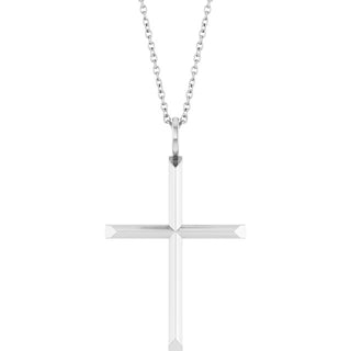 14K White Knife-Edge Cross 16-18" Necklace