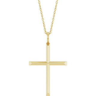 14K Yellow Knife-Edge Cross 16-18" Necklace