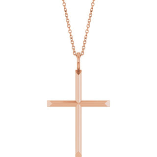 14K Rose Knife-Edge Cross 16-18" Necklace