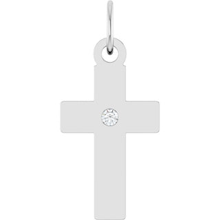 14K White .02 CT Natural Diamond Cross Pendant