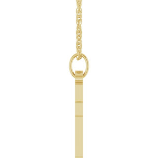 14K Yellow .02 CT Natural Diamond Cross 18" Necklace