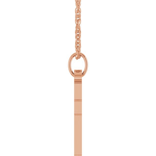 14K Rose .02 CT Natural Diamond Cross 18" Necklace