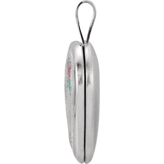 Sterling Silver 21.4x15.8 mm Tri-Color Cross & Roses Locket