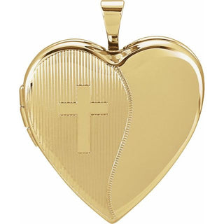 14K Yellow 25x19 mm Heart Cross Locket