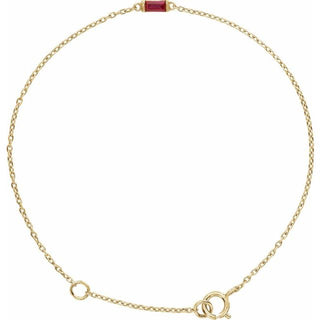 14K Yellow Straight Baguette Natural Ruby 6 1/2-7 1/2" Bracelet