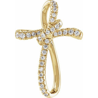 14K Yellow 1/5 CTW Lab-Grown Diamond Cross Pendant