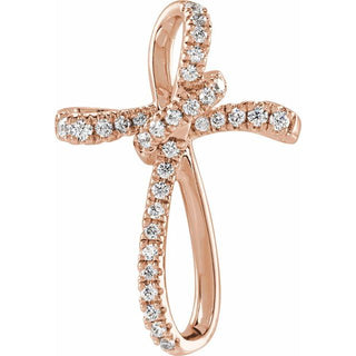 14K Rose 1/5 CTW Natural Diamond Cross Pendant