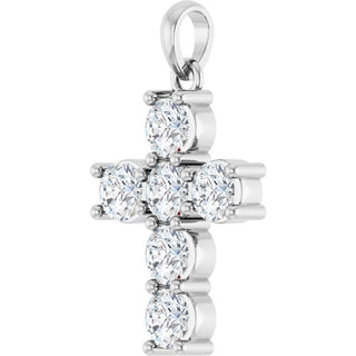 14K White 1 CTW Natural Diamond Cross Pendant