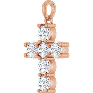 14K Rose 1 CTW Natural Diamond Cross Pendant
