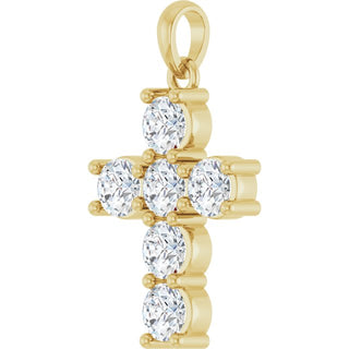 14K Yellow 1 CTW Lab-Grown Diamond Cross Pendant