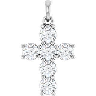 Platinum 1 CTW Natural Diamond Cross Pendant