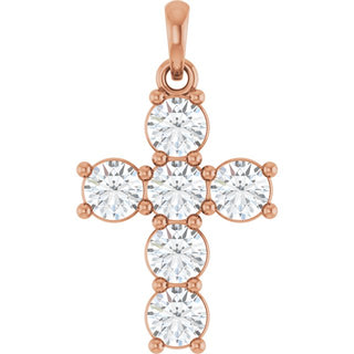14K Rose 1 CTW Natural Diamond Cross Pendant
