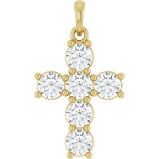 14K Yellow 1 CTW Natural Diamond Cross Pendant
