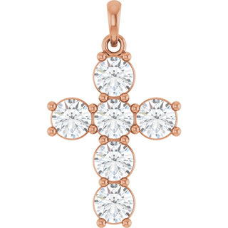 14K Rose 1 1/2 CTW Natural Diamond Cross Pendant