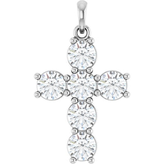 14K White 1 1/2 CTW Natural Diamond Cross Pendant