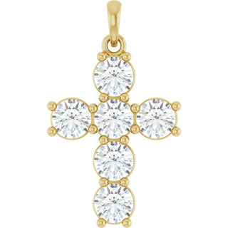 14K Yellow 1 1/2 CTW Lab-Grown Diamond Cross Pendant