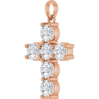 14K Rose 1 1/2 CTW Lab-Grown Diamond Cross Pendant