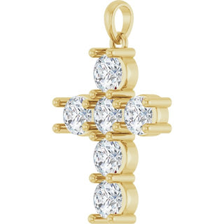 14K Yellow 2 CTW Natural Diamond Cross Pendant