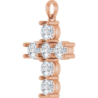 14K Rose 2 CTW Lab-Grown Diamond Cross Pendant