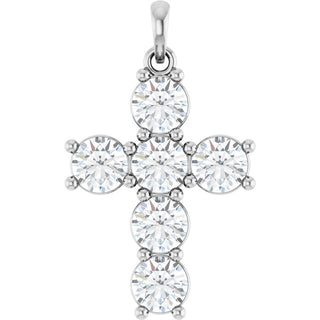 14K White 2 CTW Lab-Grown Diamond Cross Pendant