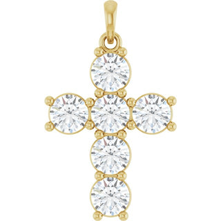 14K Yellow 2 CTW Natural Diamond Cross Pendant