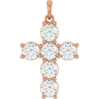 14K Rose 2 CTW Lab-Grown Diamond Cross Pendant