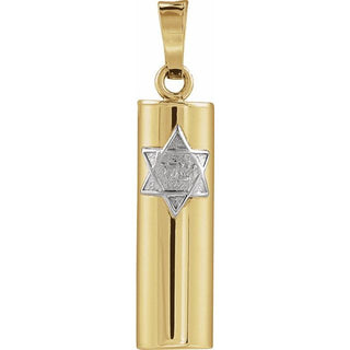 14K Yellow/White 21x5 mm Mezuzah Pendant