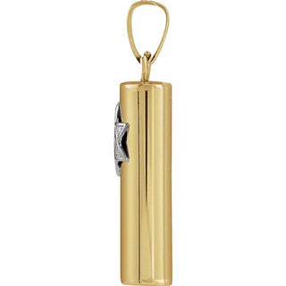 14K Yellow/White 21x5 mm Mezuzah Pendant