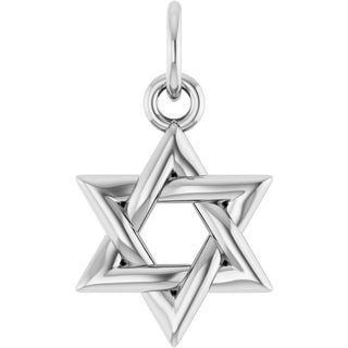 14K White Star Of David Pendant
