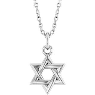14K White Star Of David 16-18" Necklace