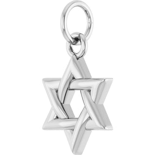 14K White Star Of David Pendant