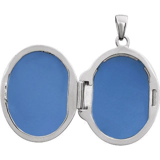 Sterling Silver Engravable Floral Oval Locket