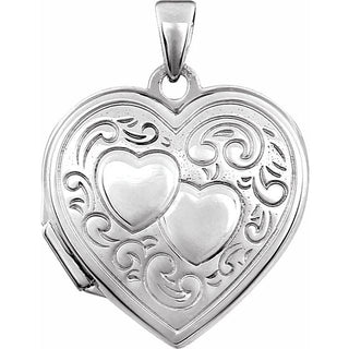 Sterling Silver Engravable Double Heart Locket