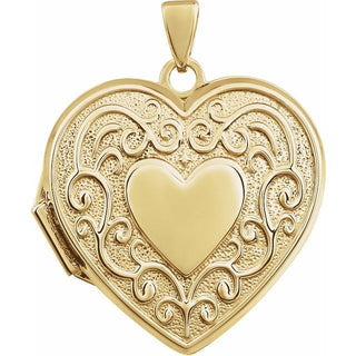 14K Yellow Engravable Heart Locket
